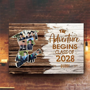 GeckoCustom The Adventure Begins Canvas Upload Photo, Graduation Gift 890355