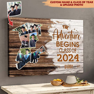 GeckoCustom The Adventure Begins Canvas Upload Photo, Graduation Gift HN590