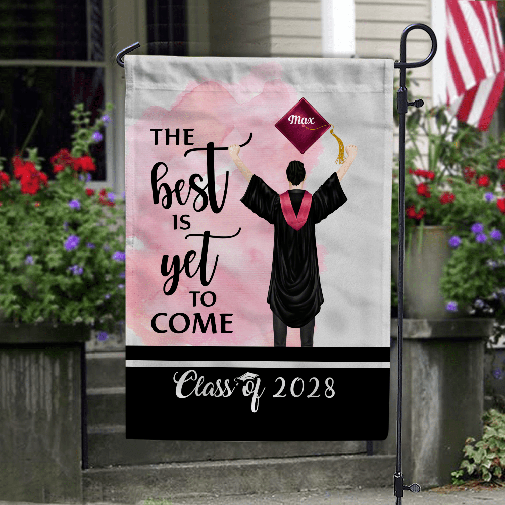 GeckoCustom The Best Is Yet To Come Class Of - Boy Version Flag, Senior Gift, Graduation Day HN590 HA75 891886