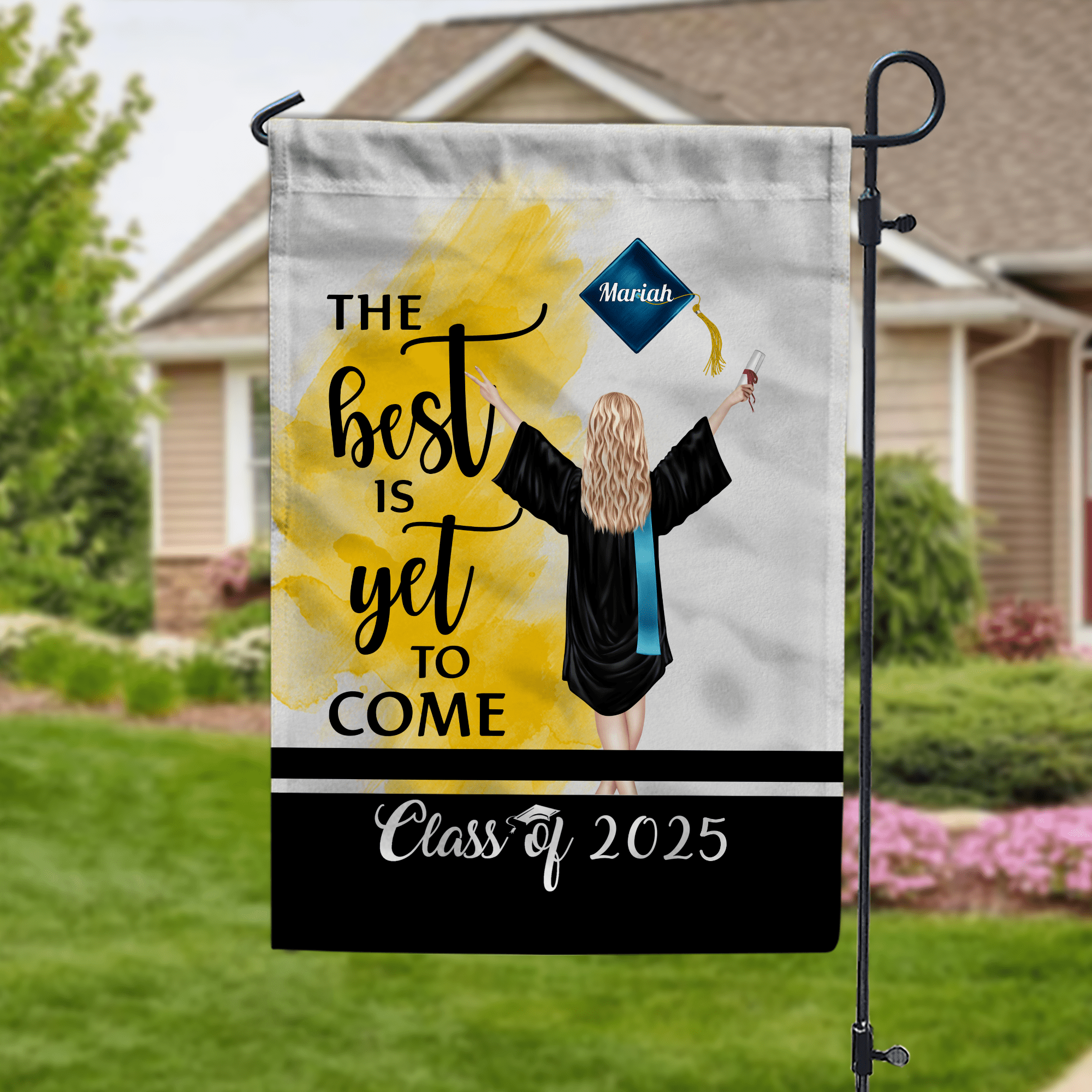 GeckoCustom The Best Is Yet To Come Garden Flag Class of - Girl Version, Senior Gift, Graduation Day HN590 HA75 891882