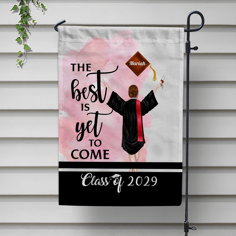GeckoCustom The Best Is Yet To Come Garden Flag Class of - Girl Version, Senior Gift, Graduation Day HN590 HA75 891882