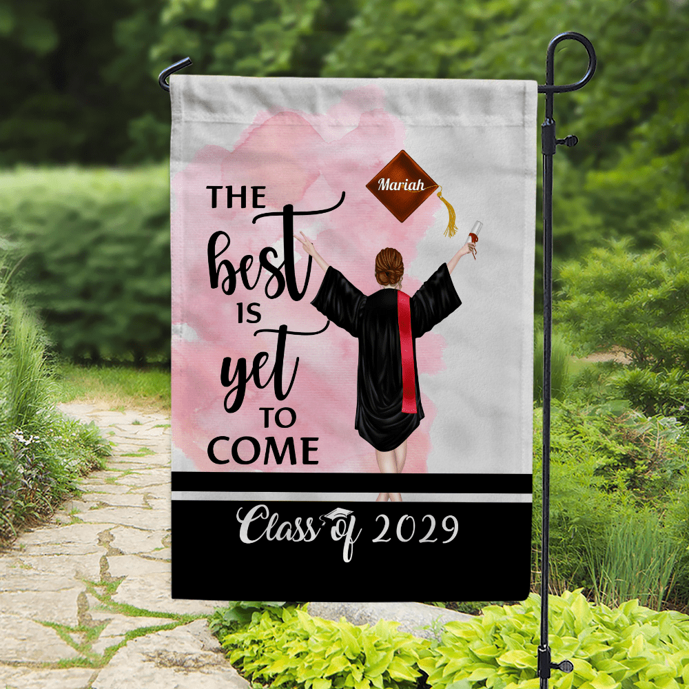 GeckoCustom The Best Is Yet To Come Garden Flag Class of - Girl Version, Senior Gift, Graduation Day HN590 HA75 891882