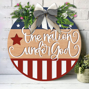 GeckoCustom The Nation Under God July 4th Door Sign K228 889505