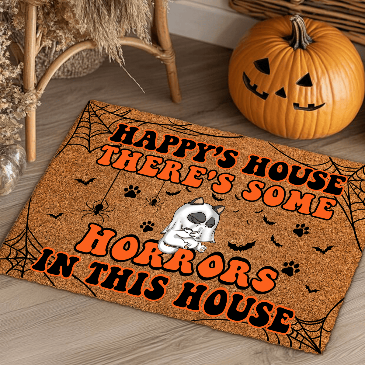 GeckoCustom There's Some Horrors In This House Personalized Cat Doormat T368 HA75 891528