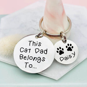 GeckoCustom This Cat Mom Dog Mom Belongs To Pet Keychain Personalized Gift DA199 890547