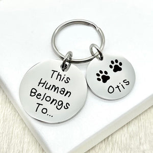 GeckoCustom This Cat Mom Dog Mom Belongs To Pet Keychain Personalized Gift DA199 890547