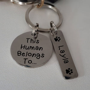 GeckoCustom This Human Belongs To Pet Keychain Personalized Gift TA29 890545