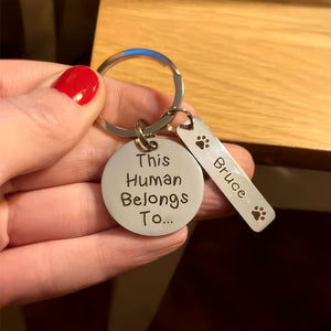 GeckoCustom This Human Belongs To Pet Keychain Personalized Gift TA29 890545