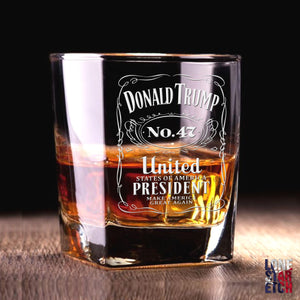 GeckoCustom Trump No. 47 / Trump 2024 Engraved Whiskey Glass / Bourbon Glass / Scotch Glass / Trump Merch / Christmas Gift