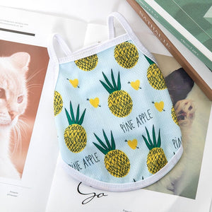 GeckoCustom Ultra Thin Dog Cooling Vest Breathable Mesh Cloth Pet Clothes for Small Dogs Cute Fruit Print Summer Puppy Cat Cheap T-shirt Pineapple / XS