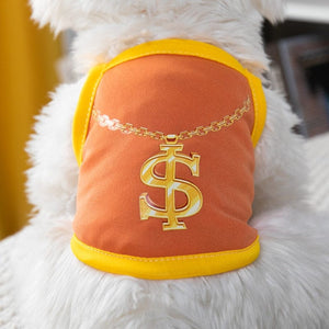 GeckoCustom Ultra Thin Dog Cooling Vest Breathable Mesh Cloth Pet Clothes for Small Dogs Cute Fruit Print Summer Puppy Cat Cheap T-shirt Gold Chain / XS