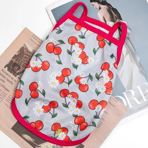 GeckoCustom Ultra Thin Dog Cooling Vest Breathable Mesh Cloth Pet Clothes for Small Dogs Cute Fruit Print Summer Puppy Cat Cheap T-shirt