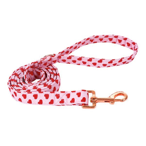 GeckoCustom Unique Style Paws Personlized Pink Valentine Dog Collar with Bow Heart Pet Collar Flower Dog Collar Large Medium Small Dog leash / XS