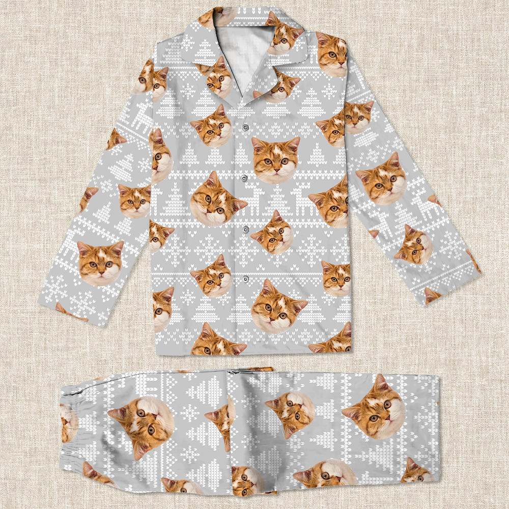 GeckoCustom Upload Cat Photo Christmas Matching Collared Pajamas N304 889870