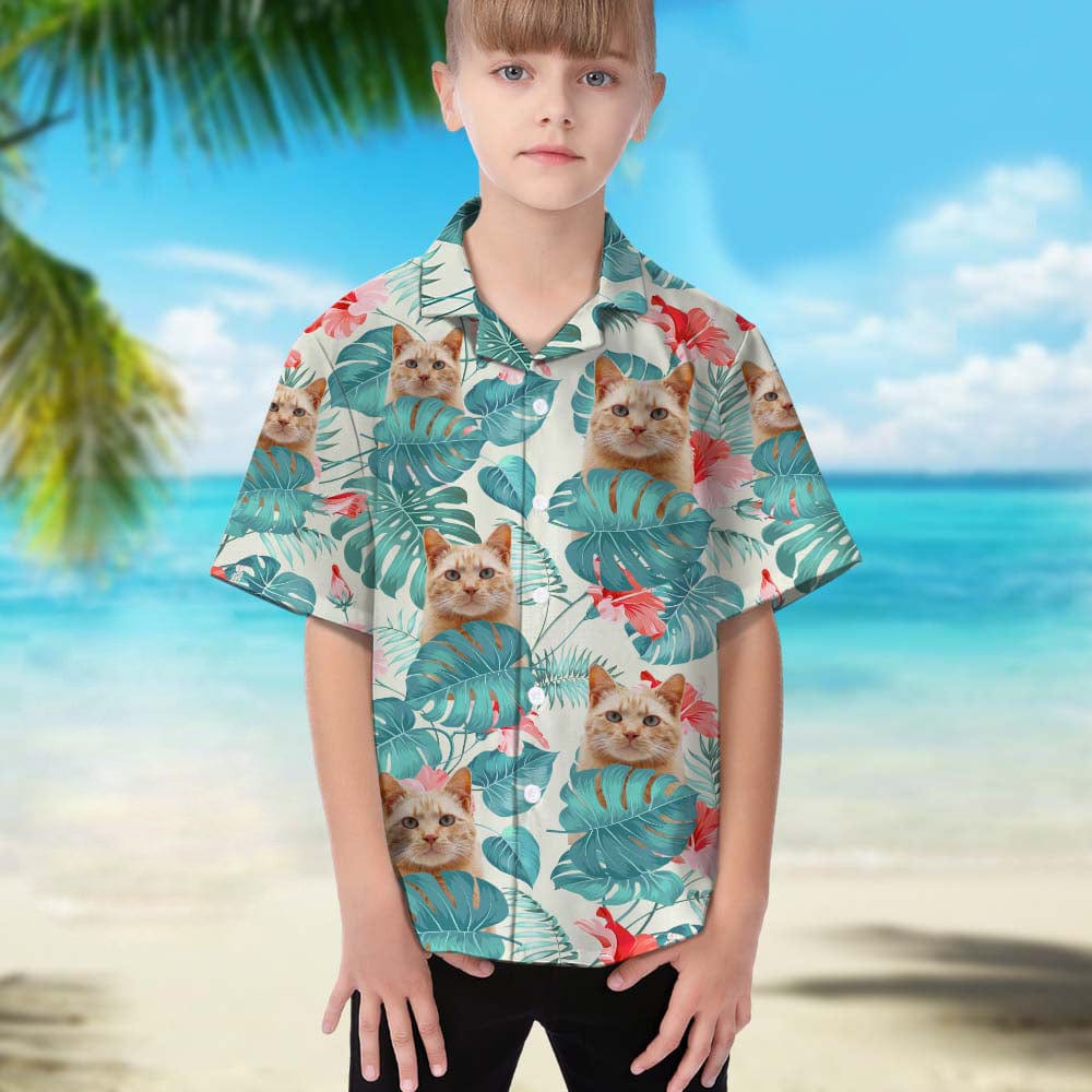 GeckoCustom Upload Cat Photo Girl's Hawaiian Shirt, N304 888402