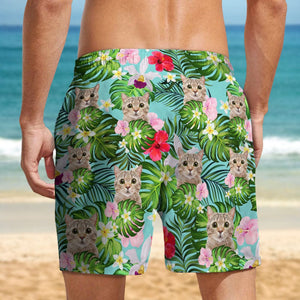 GeckoCustom Upload Cat Photo With Pattern Men's Beach Short TA29 888858