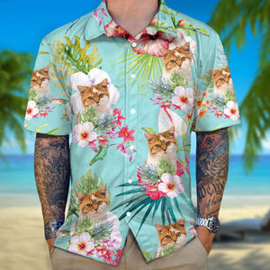 GeckoCustom Upload Dog Cat Photo With White Hibiscus Flower Hawaiian Shirt T368 889462