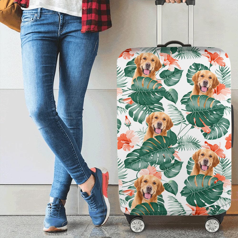 GeckoCustom Upload Dog Photo For Dog Lovers Hawaiian Luggage Cover TA29 889422