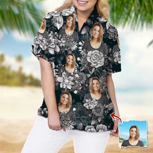 GeckoCustom Upload Photo Black White Hawaiian Shirt, N369 888395