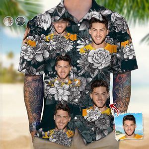 GeckoCustom Upload Photo Black White Hawaiian Shirt, N369 888395