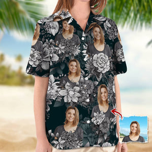 GeckoCustom Upload Photo Black White Hawaiian Shirt, N369 888395