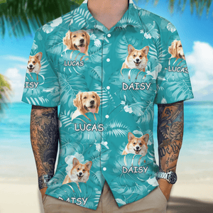 GeckoCustom Upload Photo Custom Name Dog Men's Hawaiian Shirt DM01 891085