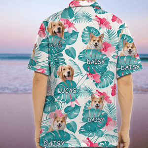 GeckoCustom Upload Photo Custom Name Dog Men's Hawaiian Shirt DM01 891085