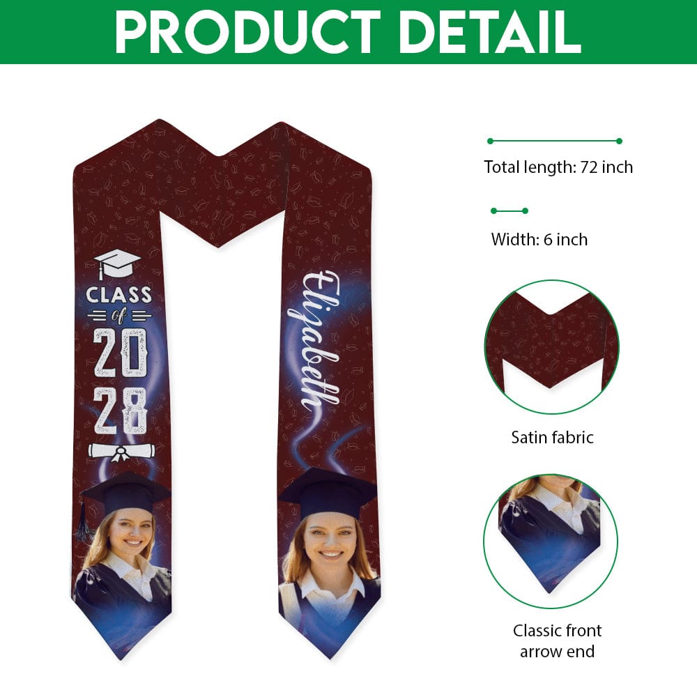GeckoCustom Upload Photo Graduation Gift Stoles N304 6799 895068 6x72 inch
