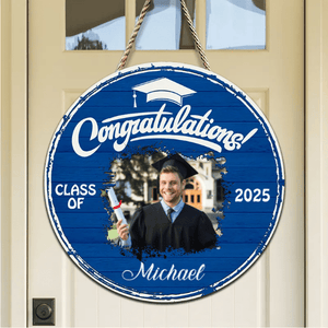 GeckoCustom Upload Photo Graduation Wooden Door Sign 892369