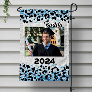 GeckoCustom Upload Photo Leopard Graduation Garden Flag HN590