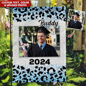 GeckoCustom Upload Photo Leopard Graduation Garden Flag HN590