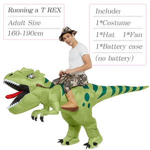 GeckoCustom Velociraptor T REX Mascot Inflatable Costume For Kids Anime Halloween Costumes Dinosaur Birthday Gift For Party Cosplay Blow Up Riding a T Rex Adult