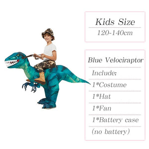 GeckoCustom Velociraptor T REX Mascot Inflatable Costume For Kids Anime Halloween Costumes Dinosaur Birthday Gift For Party Cosplay Blow Up Blue Kids M