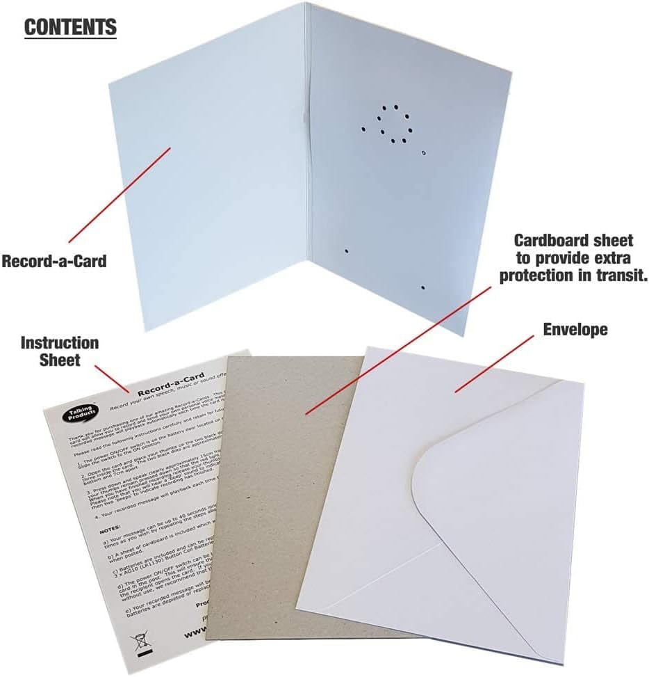 GeckoCustom , Voice Recordable Greeting Card, 40 Seconds Recording with Replaceable Batteries. Record and Send Your Own Personal Voice Message, Music or Sound Effects for Mothers Day & Birthday