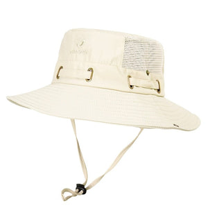 GeckoCustom W22 Fisherman Hat Men and Women Mesh Holes Breathable Outdoor Fishing Mountaineering Sun Hat  Casual  Summer New Style W22-Beige / M   58-60cm