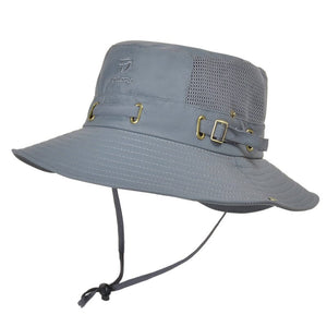 GeckoCustom W22 Fisherman Hat Men and Women Mesh Holes Breathable Outdoor Fishing Mountaineering Sun Hat  Casual  Summer New Style W22-Dark gray / M   58-60cm