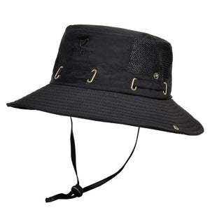 GeckoCustom W22 Fisherman Hat Men and Women Mesh Holes Breathable Outdoor Fishing Mountaineering Sun Hat  Casual  Summer New Style W22-black / M   58-60cm