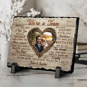 GeckoCustom We're a Team Custom Couple Photo Rectangle Shaped Stone With Stand Romantic Gift HO82 895102