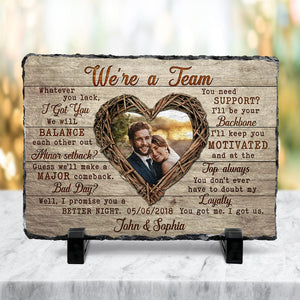 GeckoCustom We're a Team Custom Couple Photo Rectangle Shaped Stone With Stand Romantic Gift HO82 895102