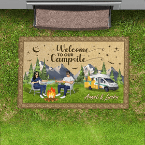 GeckoCustom Welcome To Our Campsite Camping Doormat, Custom Clipart K228 HN590