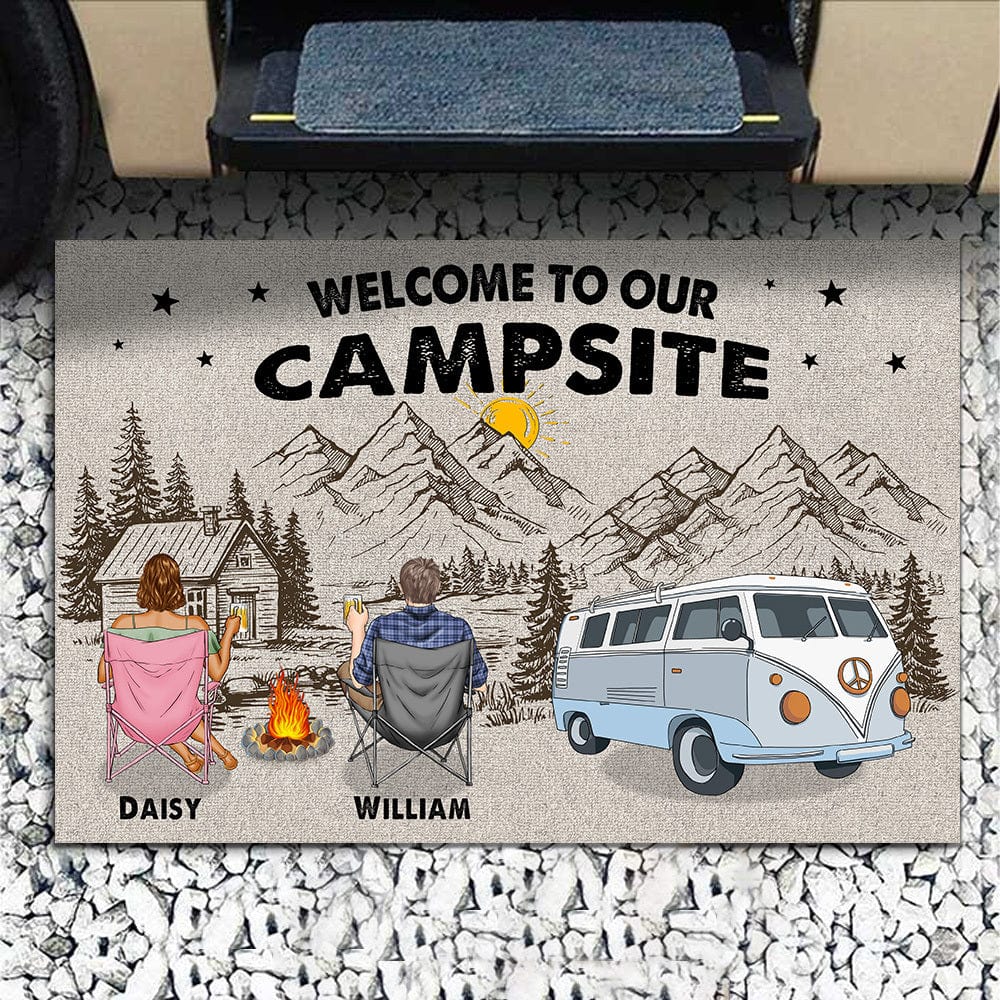 GeckoCustom Welcome To Our Campsite Camping Doormat K228 889639