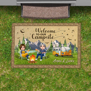 GeckoCustom Welcome To Our Campsite Chibi Couple Camping Doormat  K228 888235