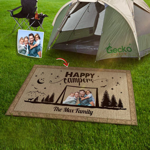 GeckoCustom Welcome To Our Campsite Upload Photo, Camping Patio Mat K228 888373