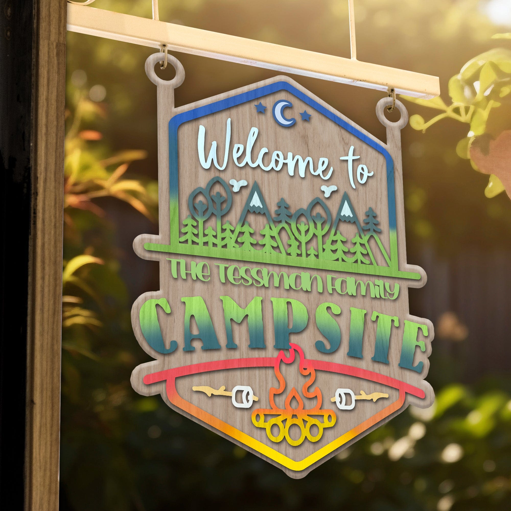 GeckoCustom Welcome To Our Family Campsite Sign Personalized Gift T368 890188