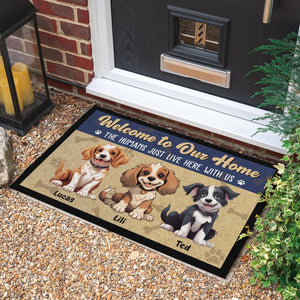 GeckoCustom Welcome To Our Home, The Humans Just Live Here With Us Personalized Doormat Dog Lovers Gift CH07 895244