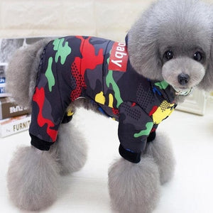 GeckoCustom Winter Warm Dog Windproof Coat red print / S