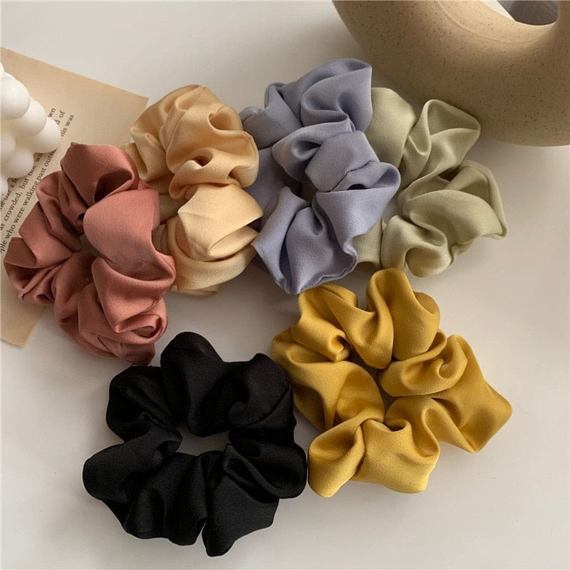 GeckoCustom Women Silk Scrunchie Elastic Handmade Multicolor Hair Band Ponytail Holder Headband Hair Accessories 1PC Satin Silk Solid Color