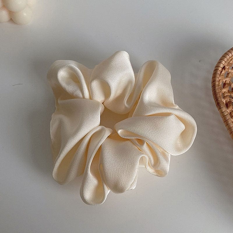 GeckoCustom Women Silk Scrunchie Elastic Handmade Multicolor Hair Band Ponytail Holder Headband Hair Accessories 1PC Satin Silk Solid Color White