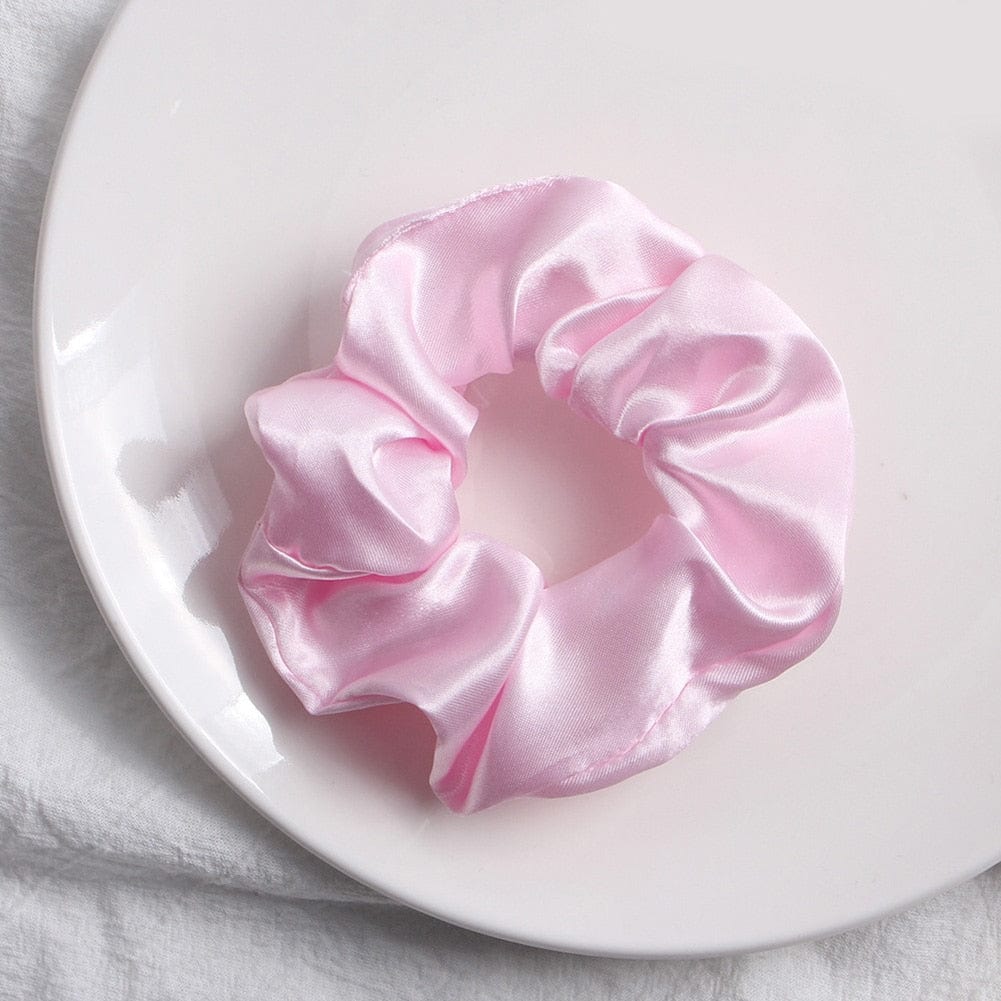 GeckoCustom Women Silk Scrunchie Elastic Handmade Multicolor Hair Band Ponytail Holder Headband Hair Accessories 1PC Satin Silk Solid Color 5
