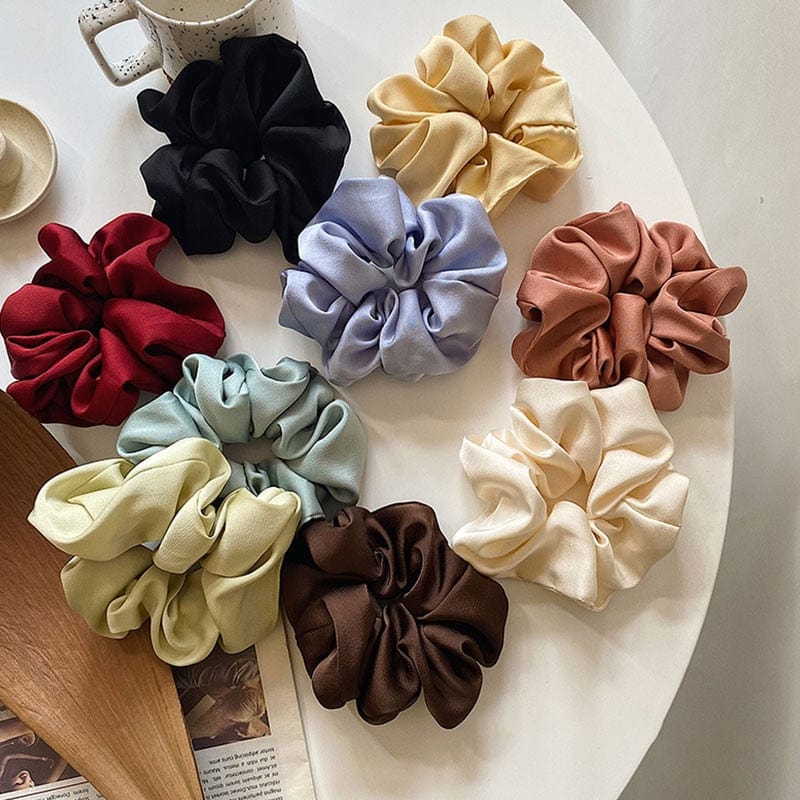GeckoCustom Women Silk Scrunchie Elastic Handmade Multicolor Hair Band Ponytail Holder Headband Hair Accessories 1PC Satin Silk Solid Color